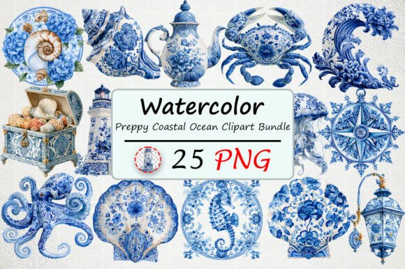 Download Preppy Coastal Ocean Clipart Bundle - Art Collection
