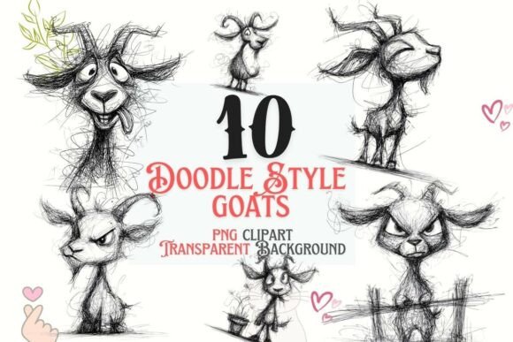 Download 10 Doodle Goat PNG Clipart Bundle - Art Collection