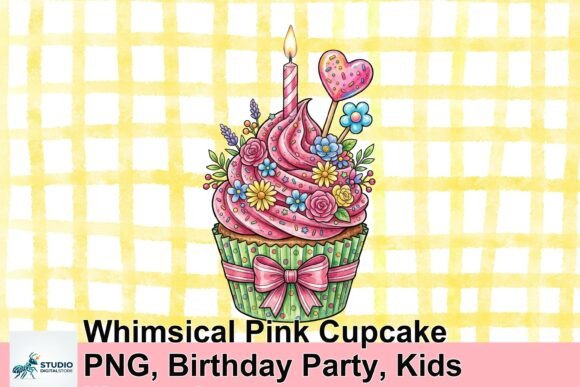 Download Whimsical Pink Cupcake PNG, Birthday Party, Kids Illustration - Art Collection