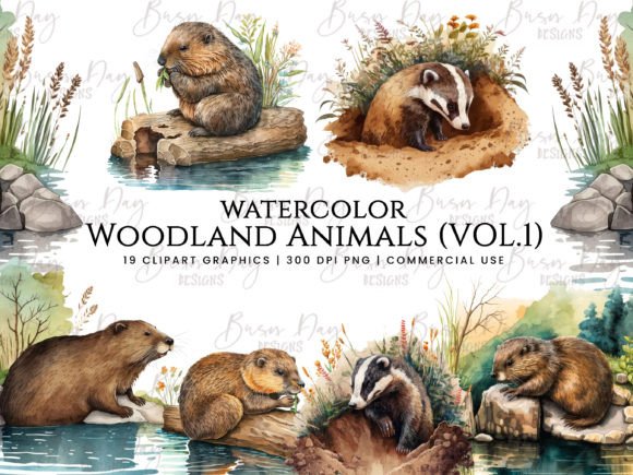 Download Watercolor Woodland Animal Clipart Vol 1 - Art Collection