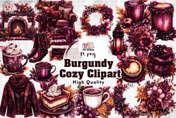 Download Burgundy Cozy Clipart PNG - Art Collection