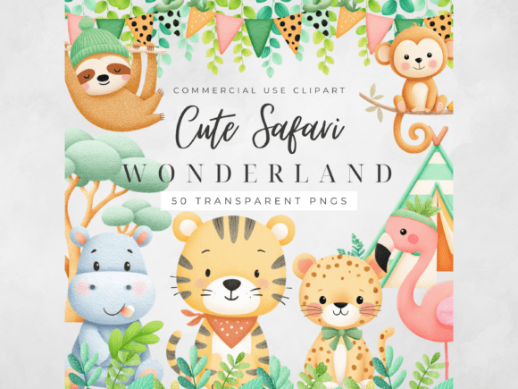 Download Safari Animals Clipart Watercolor PNG - Art Collection
