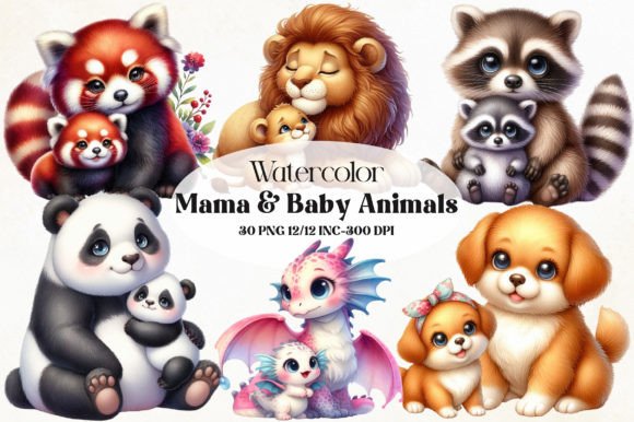 Download Cute Mama and Baby Animals PNG Clipart - Art Collection