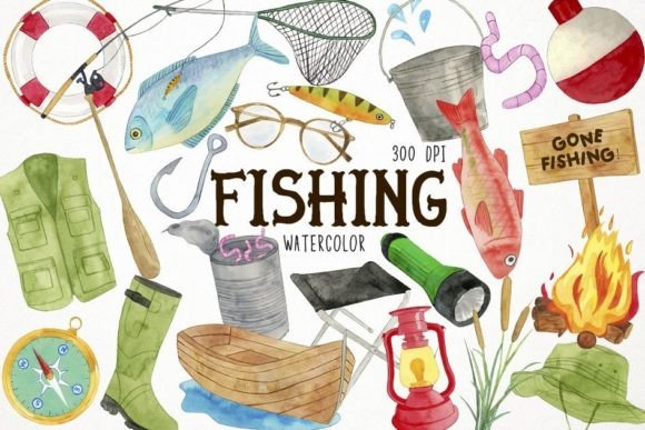 Download Watercolor Fishing Clipart, Fisherman - Art Collection