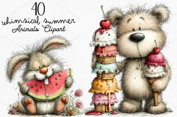 Download Whimsical Summer Animals Clipart Bundle - Art Collection
