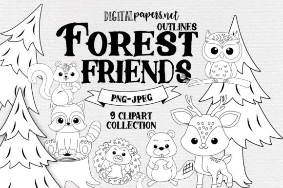 Download Forest Friends Outlines Clipart - Art Collection