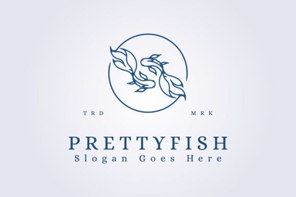 Download Pretty Couple Fish Logo Vector Line Art - Art Collection