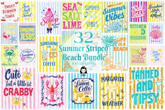 Download Summer Striped Beach Clipart Bundle - Art Collection