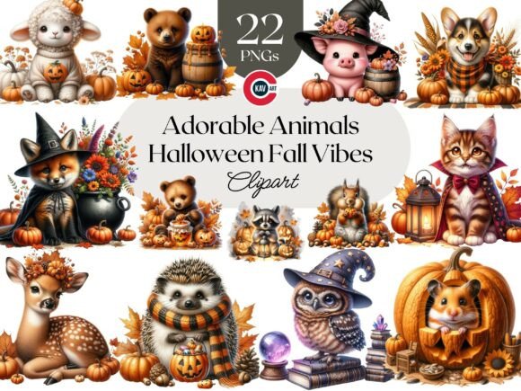 Download Halloween Autumn Animals Clipart Bundle - Art Collection