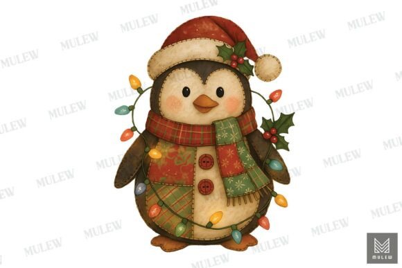 Download Vintage Patchwork Penguin Xmas Clipart - Art Collection