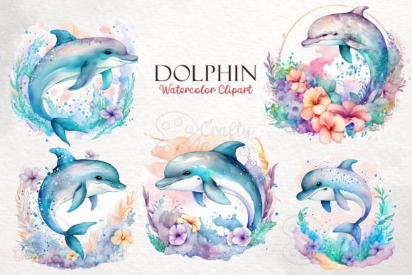 Download Dolphin Watercolor Clipart Bundle - Art Collection