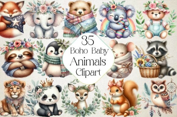Download Boho Baby Clipart Bundle Boho Animals - Art Collection