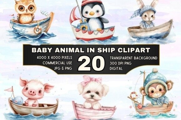 Download 20 Nautical Critters Clipart Bundle - Art Collection