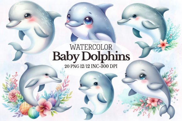 Download Watercolor Cute Dolphin Clipart - Art Collection
