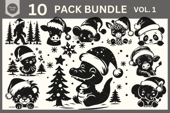 Download Santa Animals SVG Clipart Silhouette PNG - Art Collection