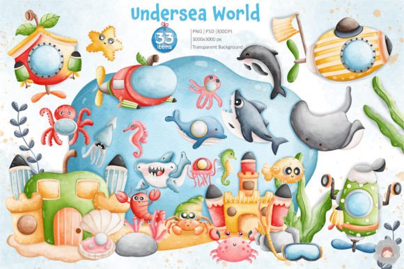 Download Watercolor Undersea World Clipart Set - Art Collection