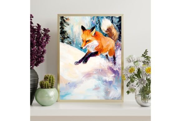 Download Leaping Snow Fox Printable Wall Art - Art Collection