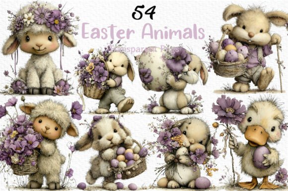 Download Whimsical Easter Animals Clipart PNG - Art Collection
