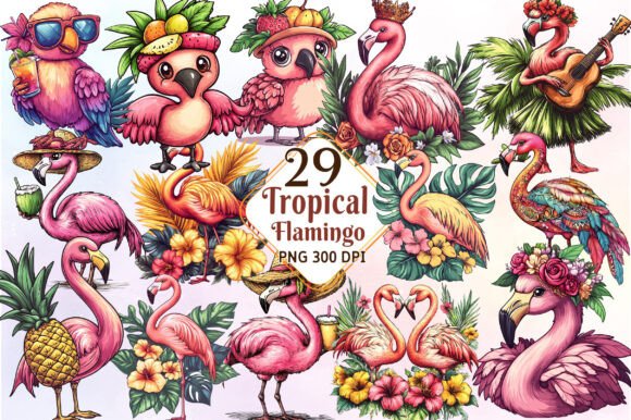 Download Tropical Flamingo Watercolor Clipart - Art Collection