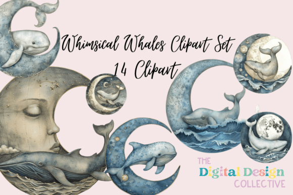 Download Whimsical Whales Clipart Set - Art Collection
