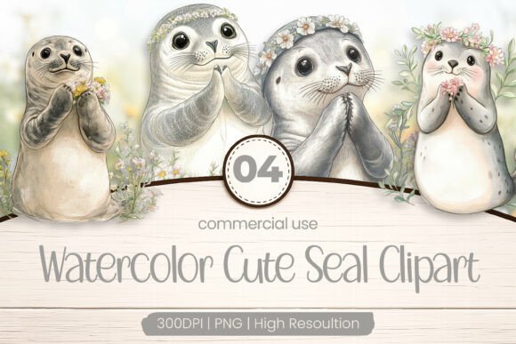 Download Watercolor Cute Seal Clipart PNG - Art Collection