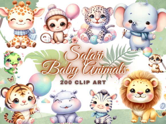 Download 200 Cute Baby Safari Animals Clipart PNG - Art Collection
