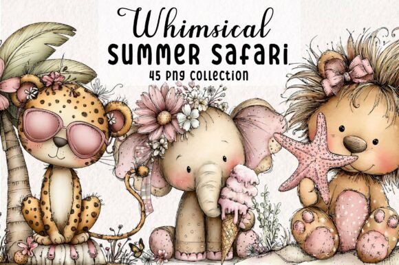 Download Whimsical Summer Safari Animals Clipart - Art Collection
