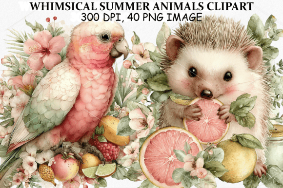 Download Whimsical Summer Animals Clipart Bundle - Art Collection