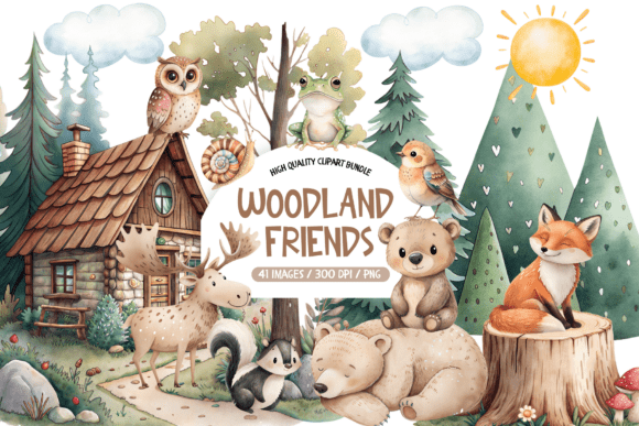 Download Woodland Animal Portraits Clipart - Art Collection