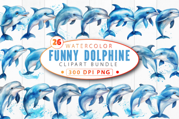 Download Funny Dolphin Clipart Bundle - Art Collection