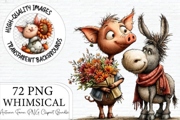 Download Whimsical Autumn Farm Animals Clipart - Art Collection