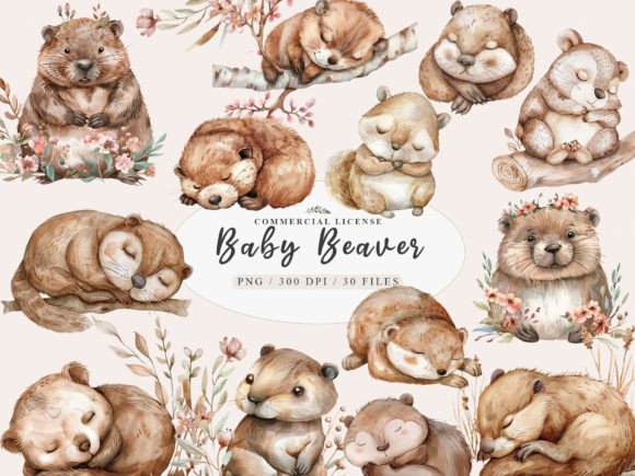 Download Cute Beaver Clip Art, Woodland Animals - Art Collection