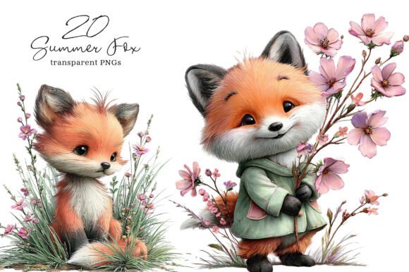 Download Whimsical Summer Fox Clipart - Art Collection
