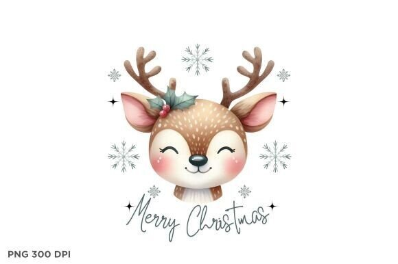 Download Cute Watercolor Christmas Reindeer Png - Reindeer Collection