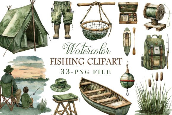 Download Watercolor Fishing Clipart - Art Collection