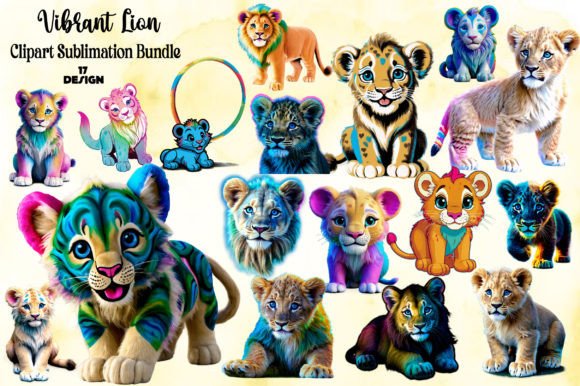 Download Vibrant Lion Clipart PNG Bundle - Art Collection
