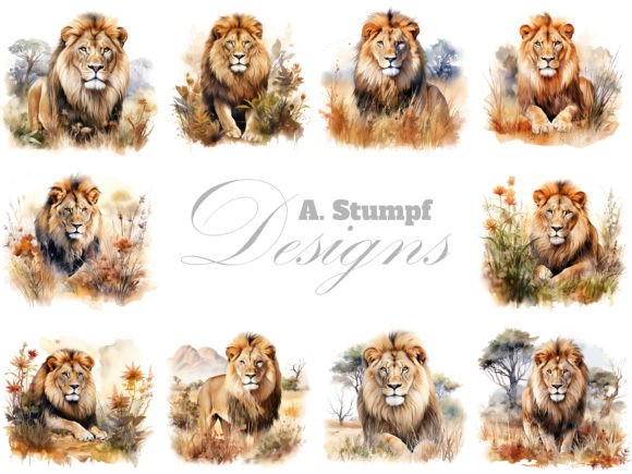 Download Lion Clipart Watercolor Animal Bundle - Art Collection