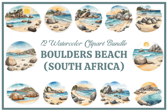 Download Boulders Beach Watercolor Clipart Bundle - Art Collection