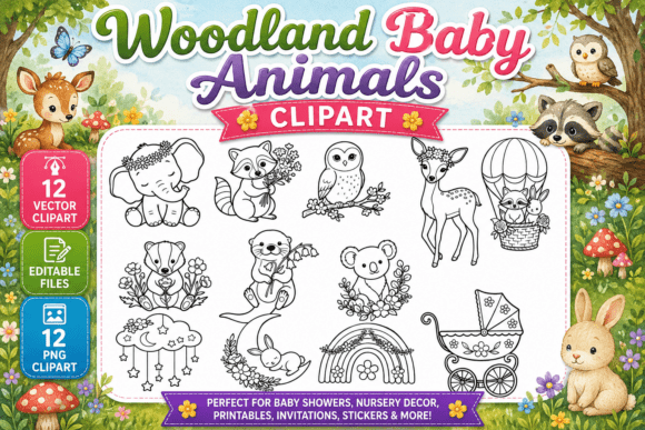 Download Woodland Baby Animals Digital Clipart - Art Collection