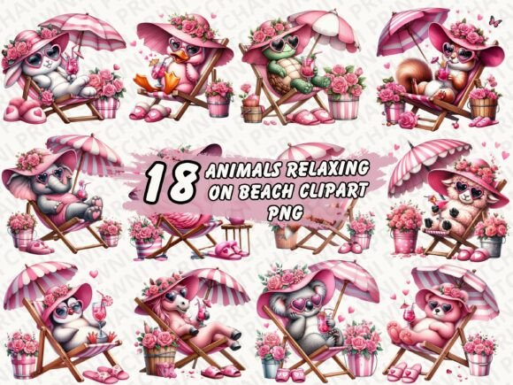 Download Animals Relaxing on Beach Clipart PNG - Art Collection