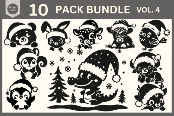 Download Santa Animals SVG Clipart Silhouette PNG - Art Collection