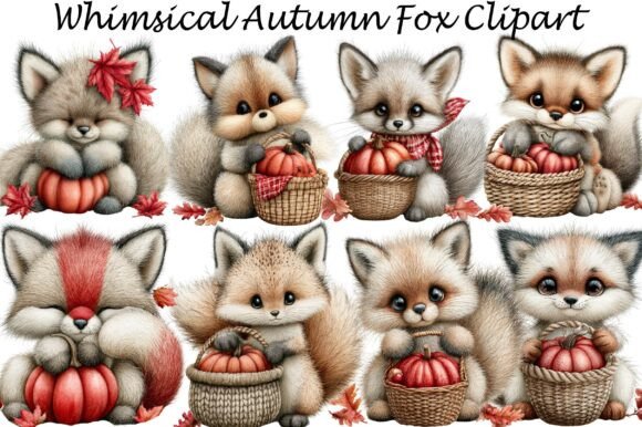 Download Whimsical Autumn Fox Clipart - Art Collection