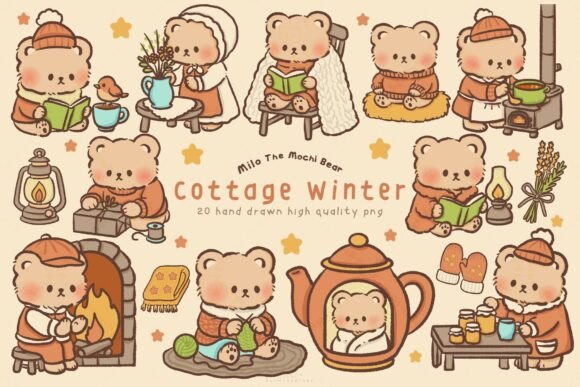 Download Kawaii Bear Cottage Winter Clipart - Art Collection