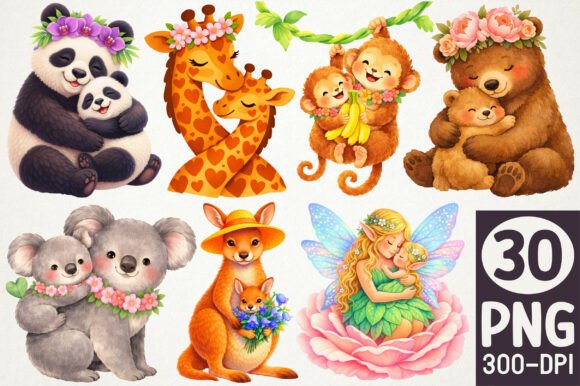 Download Cute Animal Family Clipart Bundle PNG - Art Collection