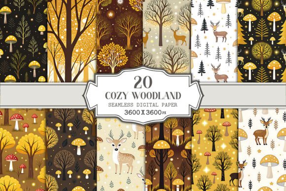 Download Cozy Woodland Seamless Pattern Bundle - Cozy woodland Collection