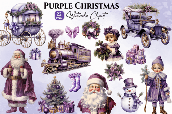 Download Purple Christmas Watercolor Clipart Png - Art Collection