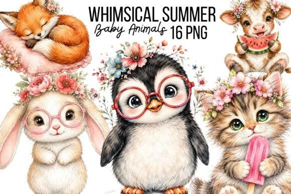 Download Whimsical Summer Baby Animals Clipart - Art Collection