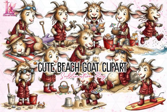 Download Cute Beach Goat Clipart PNG - Art Collection