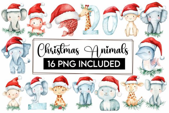 Download Christmas Baby Animals Clipart PNG Santa - Art Collection