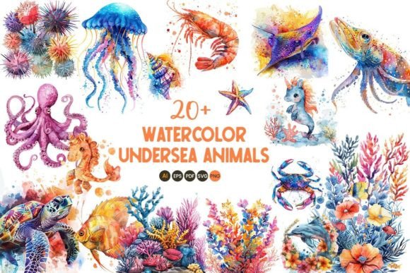 Download Watercolor Undersea Animals Bundle - Animals bundle Collection